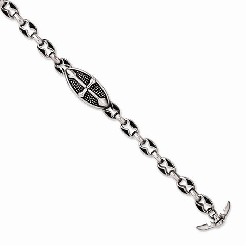 Stainless Steel Antiqued Links Toggle Bracelet