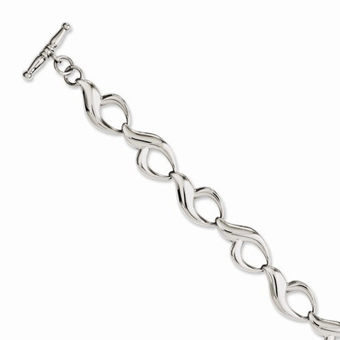 Stainless Steel Polished Fancy Link Toggle Bracelet