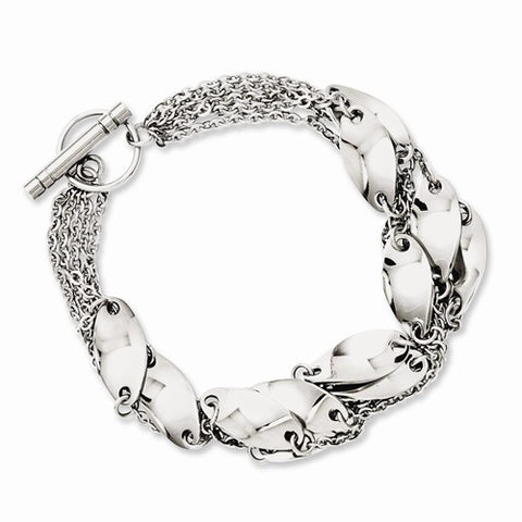 Stainless Steel Polished Swirl Toggle Bracelet