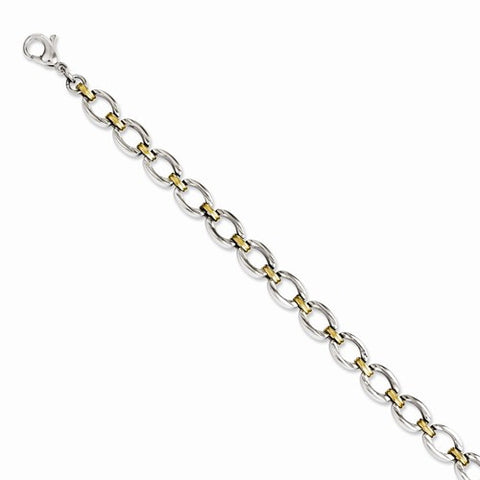 Stainless Steel Yellow Ip-Plated & Polished Ovals Bracelet