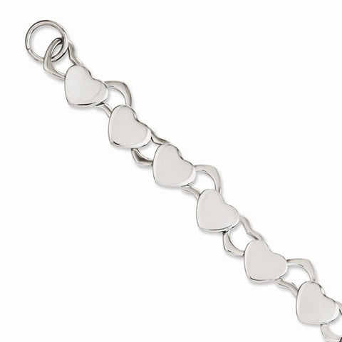 Stainless Steel Polished Hearts Toggle Bracelet