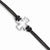 Stainless Steel Polished Cross Black Leather Bracelet