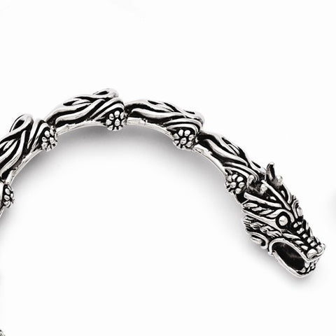 Stainless Steel Antiqued Dragon Bracelet