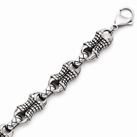 Stainless Steel Antiqued Patterned Bracelet