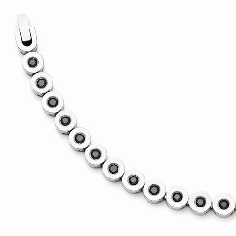 Stainless Steel Polished Black Cz Bracelet
