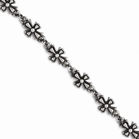 Stainless Steel Antiqued Crosses Bracelet