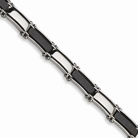 Stainless Steel Black Rubber Bracelet