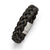 Stainless Steel Brushed Black and Grey Woven Leather Bracelet