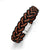 Stainless Steel Brushed Black and Orange Woven Leather Bracelet