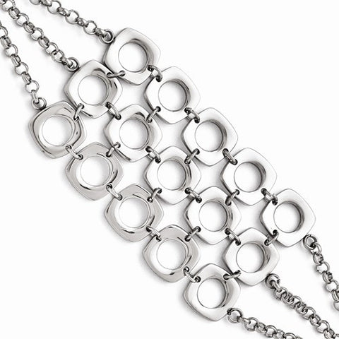 Stainless Steel Polished Three Strand Square Toggle Bracelet