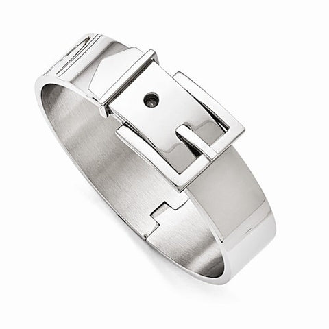 Stainless Steel Polished Hinged Buckle Bangle Bracelet