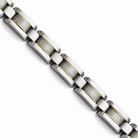 Stainless Steel Yellow Ip-Plated Polished and Brushed Bracelet