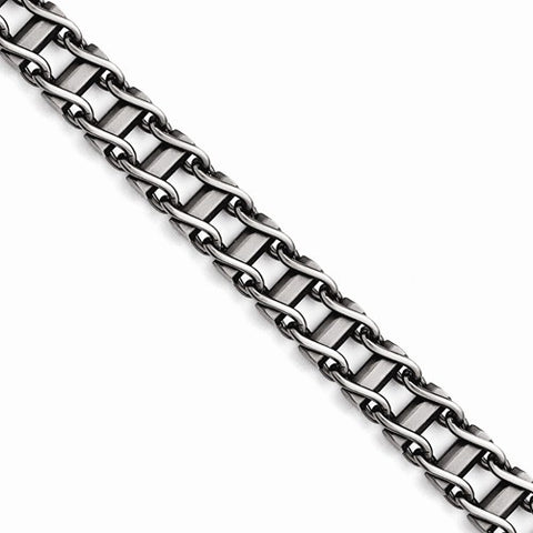 Stainless Steel Brushed and Antiqued Link Bracelet