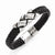 Stainless Steel Antiqued Black Leather Bracelet