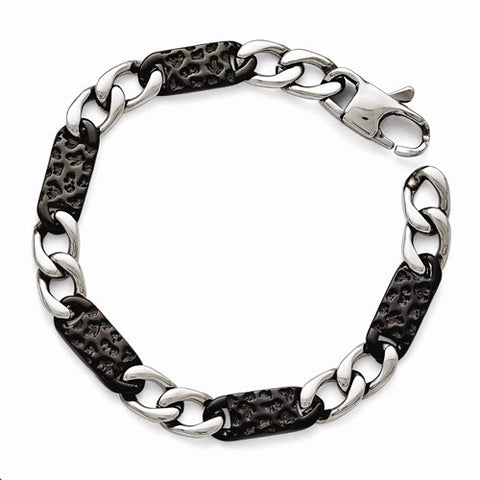 Stainless Steel Polished Black Ip-Plated Link Bracelet
