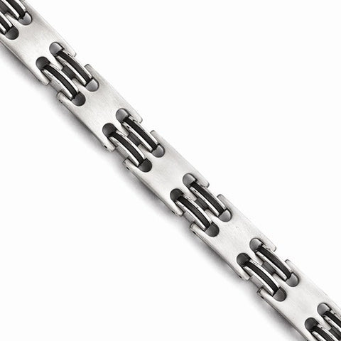 Stainless Steel Brushed & Polished Black Ip-Plated Bracelet