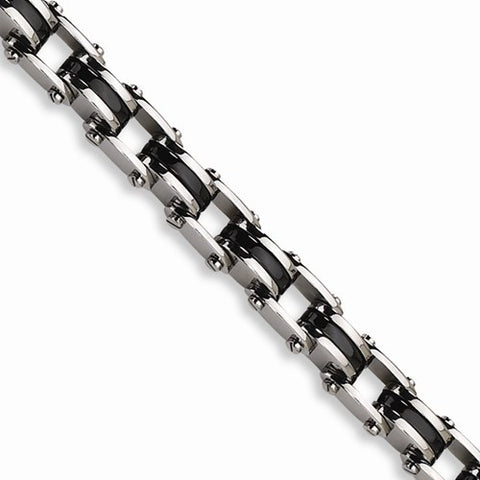 Stainless Steel Black Rubber Bracelet