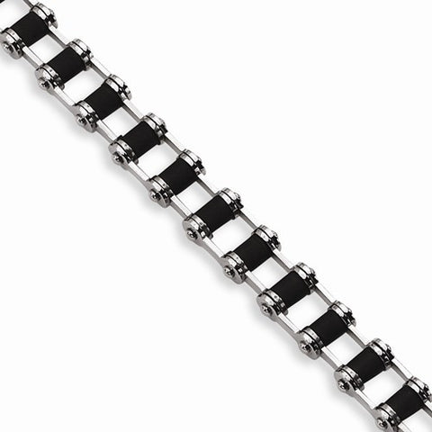 Stainless Steel Black Rubber Bracelet