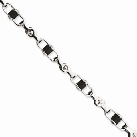 Stainless Steel Black Rubber Bracelet