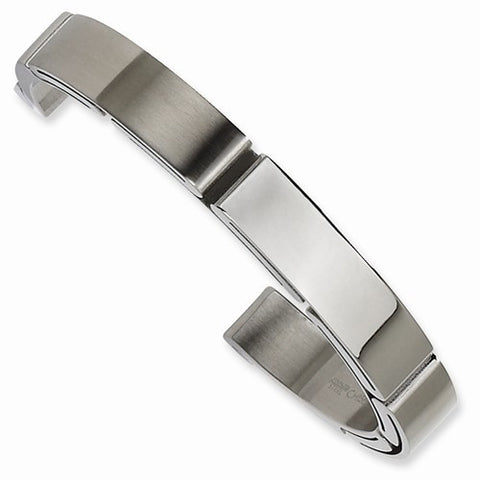 Stainless Steel Brushed and Polished Cuff Bangle Bracelet