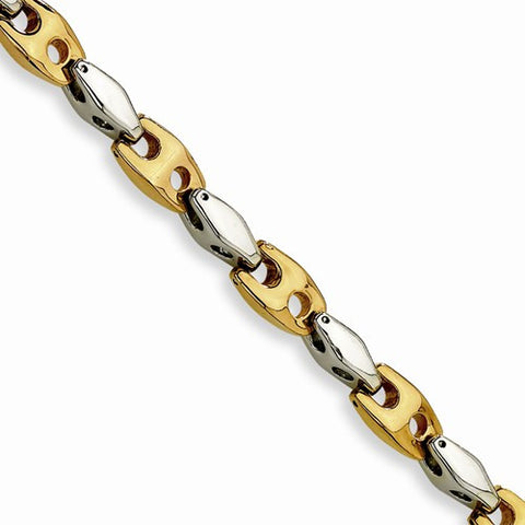 Stainless Steel and Gold Color Ip-Plated Accent Fancy Bracelet