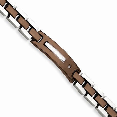 Stainless Steel Chocolate Ip-Plated with Diamond Bracelet