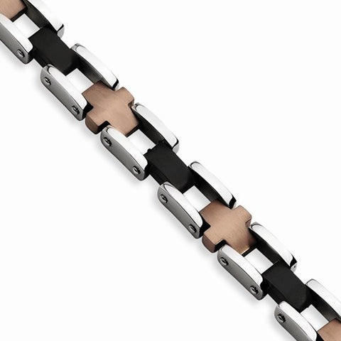 Stainless Steel Chocolate & Black Ip-Plated Bracelet