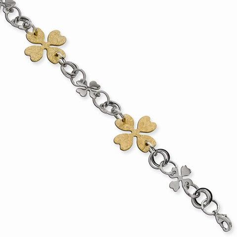 Stainless Steel Gold Ipg-Plated Flower Link Bracelet