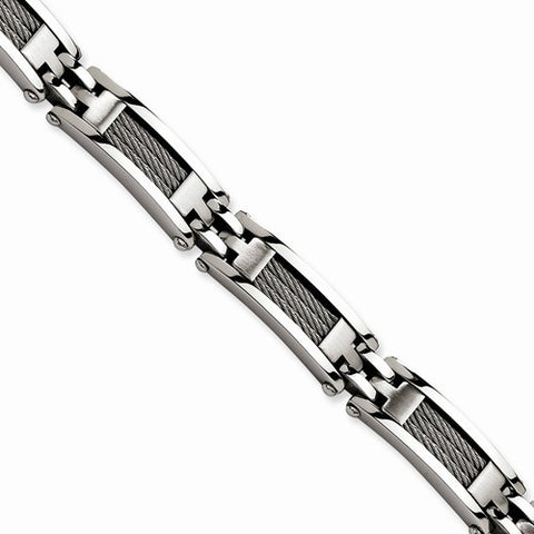 Stainless Steel Wire Brushed & Polished Bracelet