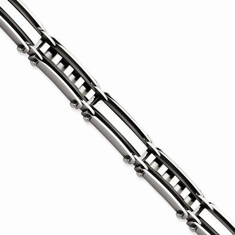 Stainless Steel Black-Plated & Polished Bracelet