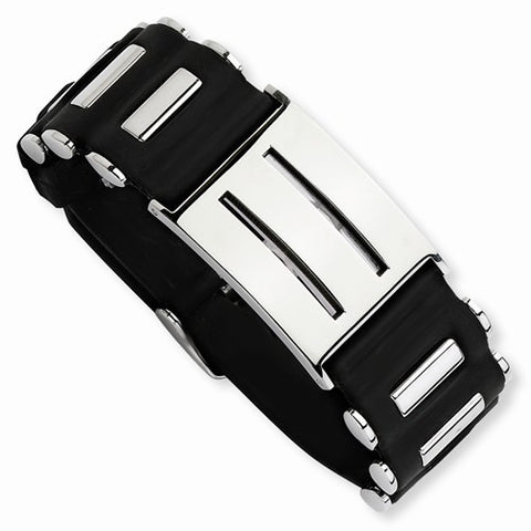 Stainless Steel Black Pvc Buckle Bracelet
