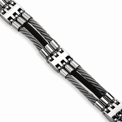 Stainless Steel Wire with Black Rubber Bracelet