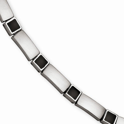 Stainless Steel Sat with Black Rubber Bracelet