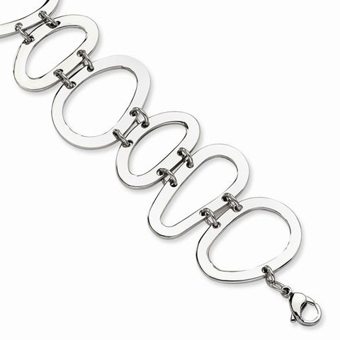 Stainless Steel Polished Ovals Bracelet