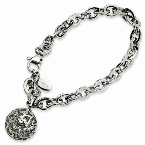 Stainless Steel Heart Cutouts Puffed Circle Bracelet