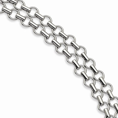 Stainless Steel Polished Link Double Row Bracelet