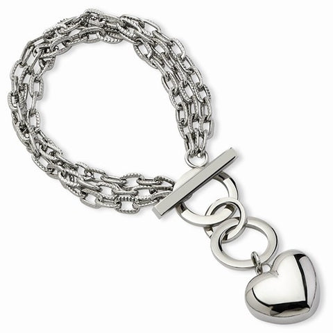 Stainless Steel Polished Heart Bracelet