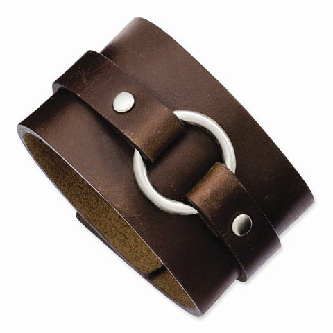 Stainless Steel Brown Leather Bracelet