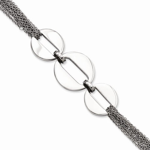 Stainless Steel Polished Circles Toggle Bracelet