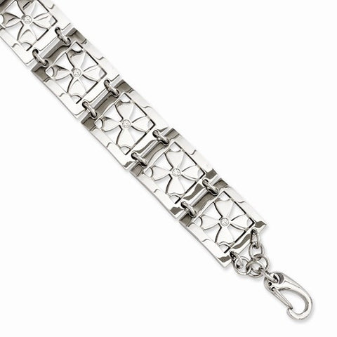 Stainless Steel Flowers with Cz Bracelet