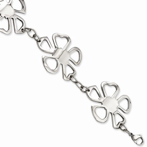 Stainless Steel Polished Flowers Bracelet