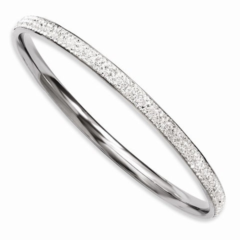 Stainless Steel Clear Crystal Rounded Bangle Bracelet