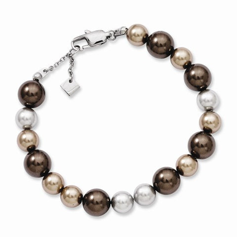 Stainless Steel Multicolor Simulated Pearl Bracelet