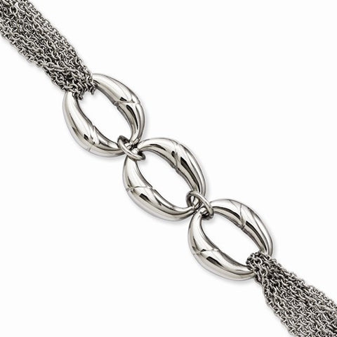 Stainless Steel Multiple Chain with Ovals Bracelet