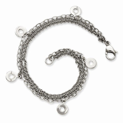Stainless Steel Multiple Row with Discs Bracelet