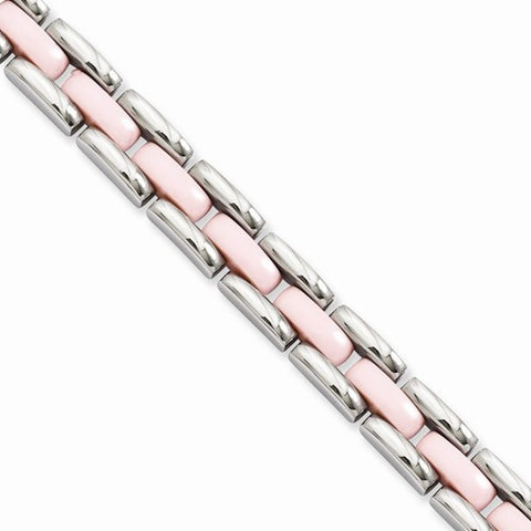 Stainless Steel Pink Ceramic Bracelet
