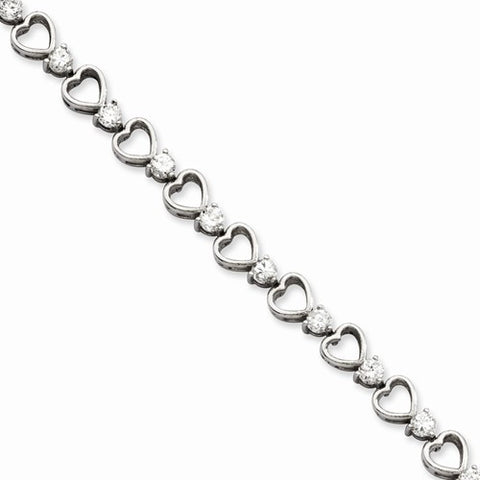 Stainless Steel Heart & Czs Bracelet