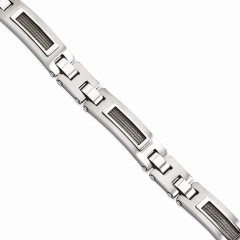 Stainless Steel Wire Brushed & Polished Bracelet