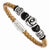 Stainless Steel Light Tan Leather with Beads Bracelet