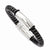 Stainless Steel Black Leather Bracelet